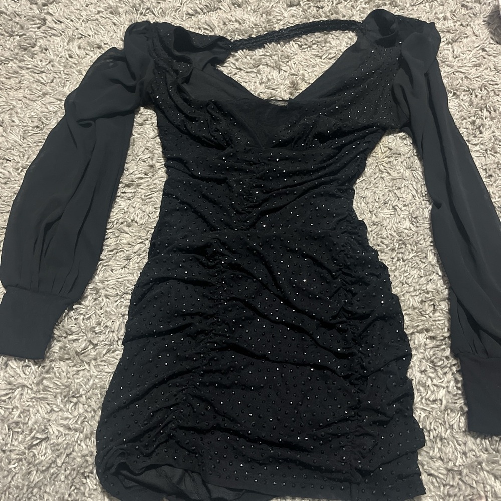 Elegant Black Ruched Dress